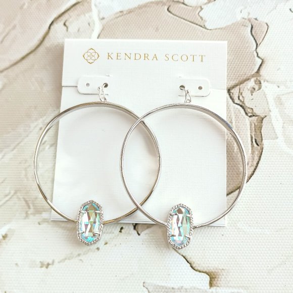 Kendra Scott Jewelry Kendra Scott Elora Dichroic Glass Silver Hoop Earrings Poshmark